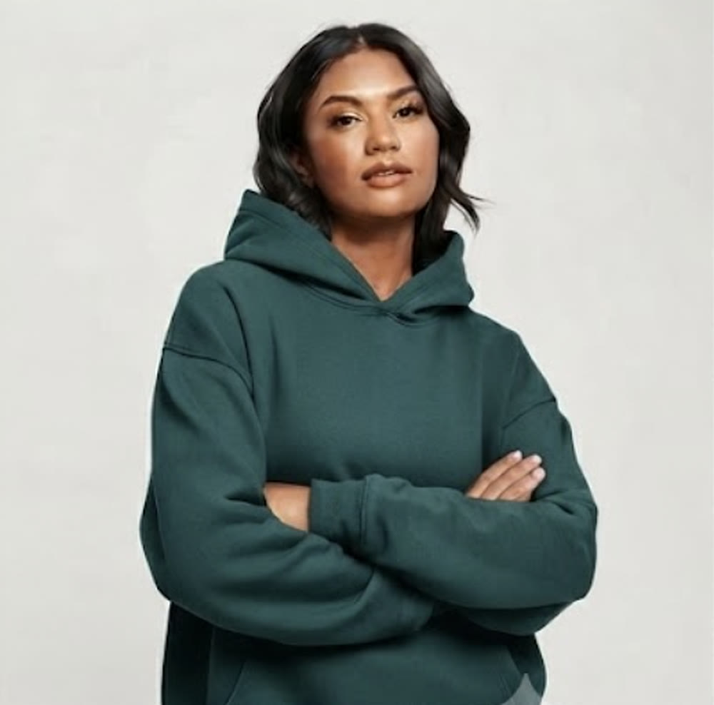 Oversized Hoodie — Dark Green — view 4
